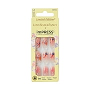 LoveShackFancy x imPRESS Limited Edition Medium Almond Press-On Nails, Pink, 30 Pieces