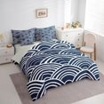 thumbnail image 4 of Feelyou Lake House Teens Twin Bedding Sets 7-Piece, Blue Stripes Abstract Bedding Comforter Set, Vintage Japanese Style Reversible Sheet Sets, Super Cozy Room Decor, 4 of 9