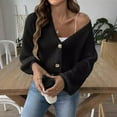 thumbnail image 5 of Women's Casual Cardigan Solid Color Button Sweater Short Long Sleeve Coat Jacket, 5 of 8