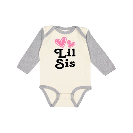 

Inktastic Love Hearts Lil Sis Gift Baby Girl Long Sleeve Bodysuit