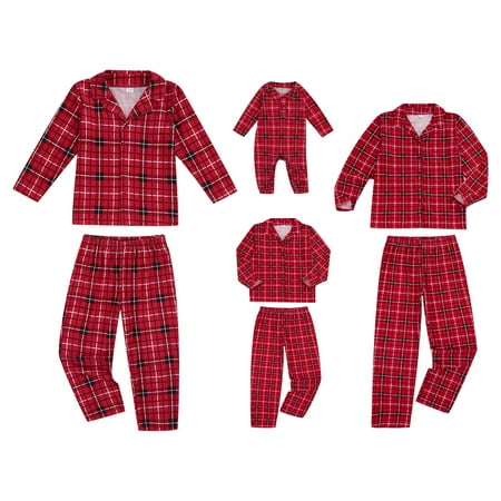 

Plaid Christmas Pajamas for Family Pattern Elastic Waist Festive Holiday Celebration Costume