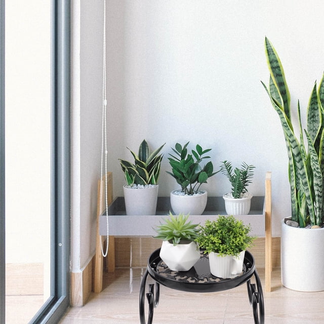 FESTFENDS 1Ud Estante Para Plantas De Hierro Negro Con Estable Y Práctico Para Interior