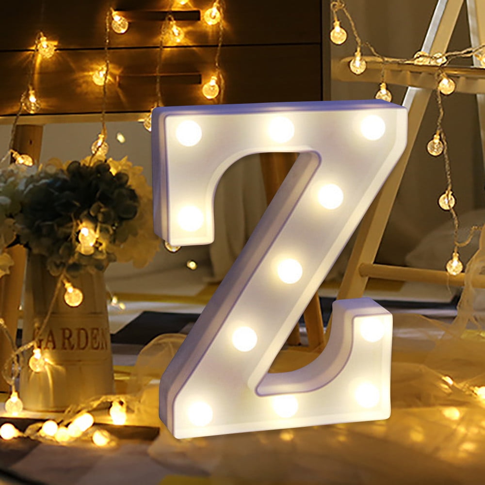 Alphabet LED Letter Lights Light Up White Plastic Letters Standing Hanging Gift 