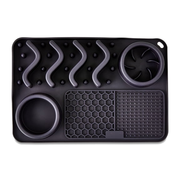 Vibrant Life Silicone Slow Feeder Compartment Pet Mat, Black, 12" x 8"