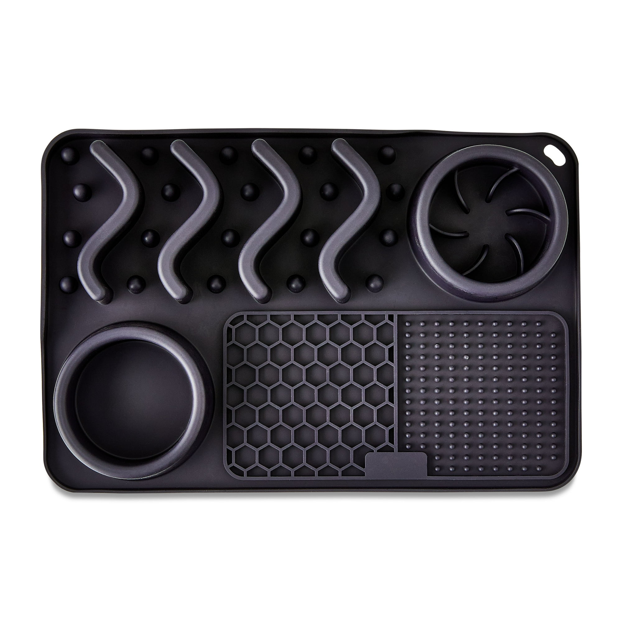 Vibrant Life Silicone Slow Feeder Compartment Pet Mat, Black, 12" x 8"