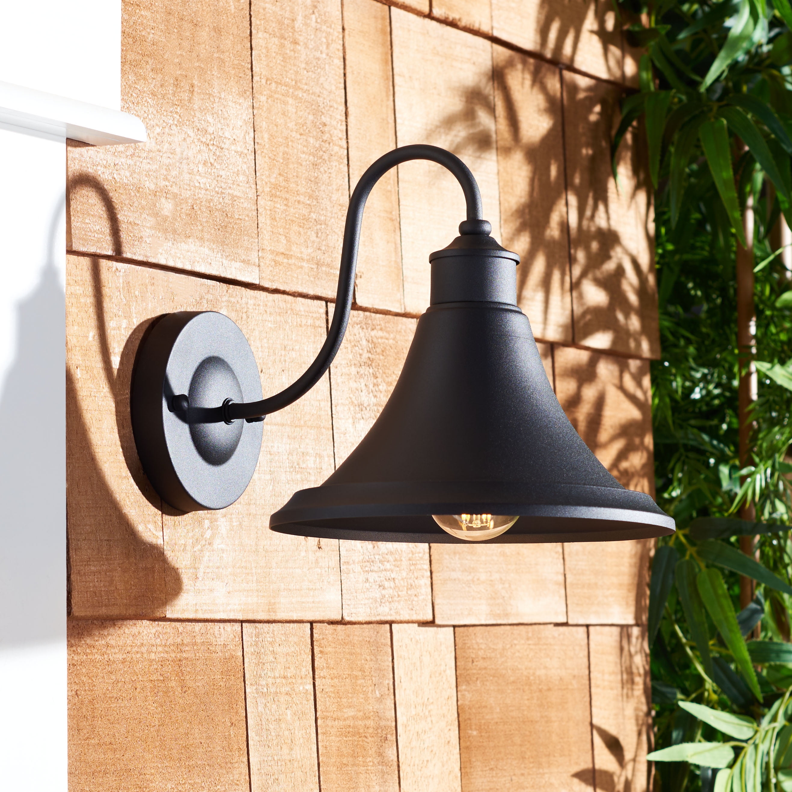 SAFAVIEH Graylyn 2-Light A19 Black Steel Wall Sconce with Black Shade, Set of 2