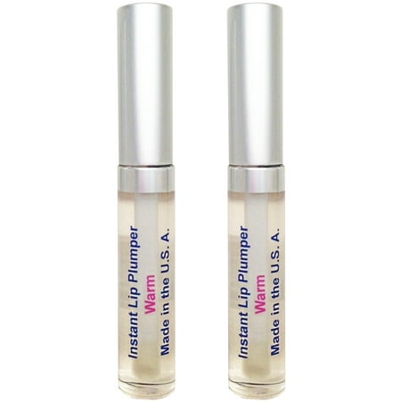 Lip Plumper - Makes Lip Plump, Fuller, and Thicker - Clear Gloss Lip Plumping Set of Two (Warm Cinnamon Flavour) - Great Needle-Free Lip Enhancer That Keeps Lips Moist, Supple, and