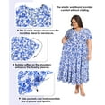 thumbnail image 2 of TIYOMI Plus Size Dress for Women Summer Ruffle Sleeve Dress Floral Print Dress Pleated V Neck Dress Blue Flower Maxi Dress Fashion Casual Flowy Boho Beach Vacation Sundress 4XL 24W 26W, 2 of 4