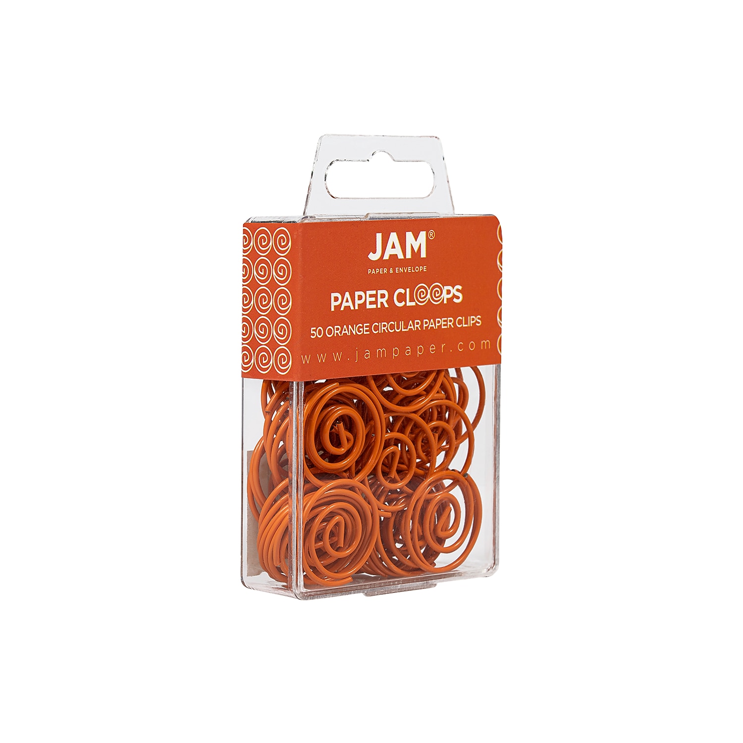 JAM Paper Colored Circular Paper Clips Round Paperclips Orange 2 Packs of 50 (21827540B)