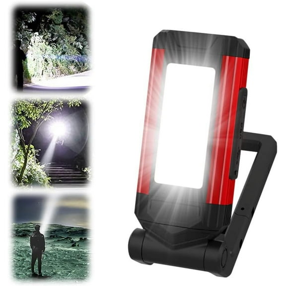 LINLIN USB Rechargeable Work Light, COB LED Work Light with Magnetic Base & Hanging Hook, 360°Adjustable Inspection Lamp with 5 Brightness Modes for Camping Garage Workshop Repairing and Emergency Use