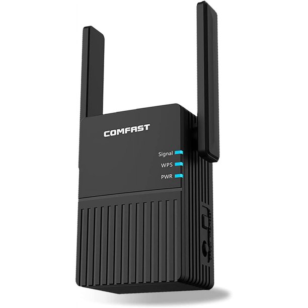 Extensor WiFi AC1200, hasta 1200 Mbps, amplificador de señal inalámbrico de banda dual de 2,4 + 5 Ghz y repetidor de conexión a Internet WiFi, cobertura total, diseño enchufable (negro)