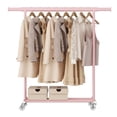 thumbnail image 4 of SONGMICS Clothes Rack with Wheels, Heavy-Duty Clothing Rack for Hanging Clothes, Portable Garment Rack, with Extendable Hanging Rail, 220 lb Load Capacity, Jelly Pink UHSR013R01, 4 of 9