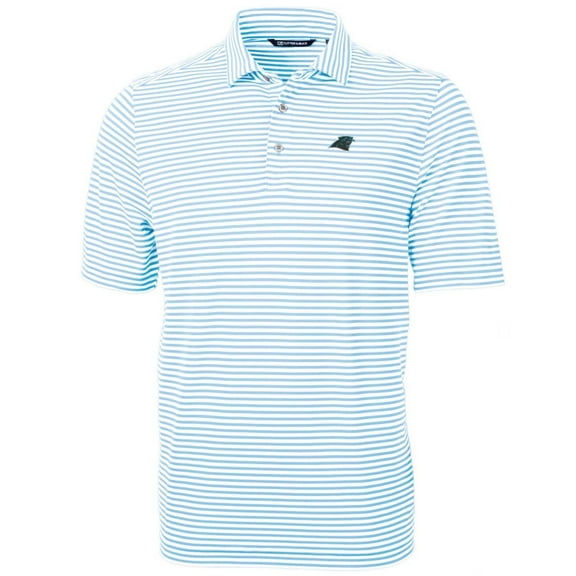 Men's Cutter & Buck Blue Carolina Panthers Big & Tall Virtue Eco Pique Stripe Recycled Polo