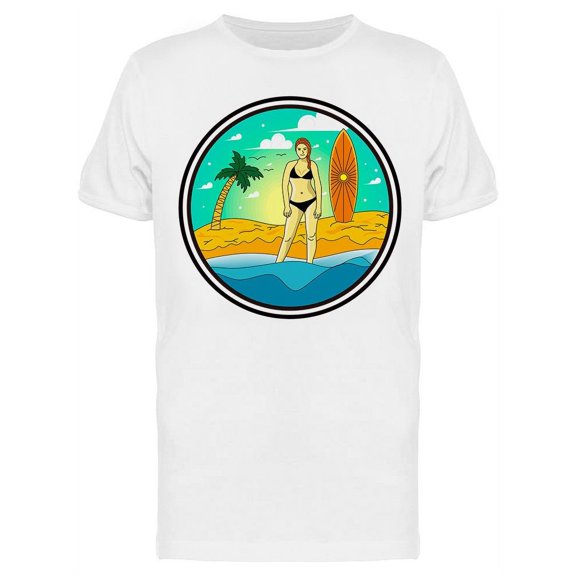 Girl On Vacation With Surfboard T-Shirt Men -Image by Shutterstock, Male XX-Large