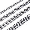thumbnail image 2 of EOEMY High Polished 7-13mm Silver Stainless Steel Double Curb Chain Necklace For Mens-13mm-24Inch Or 61Cm-Silver, 2 of 7