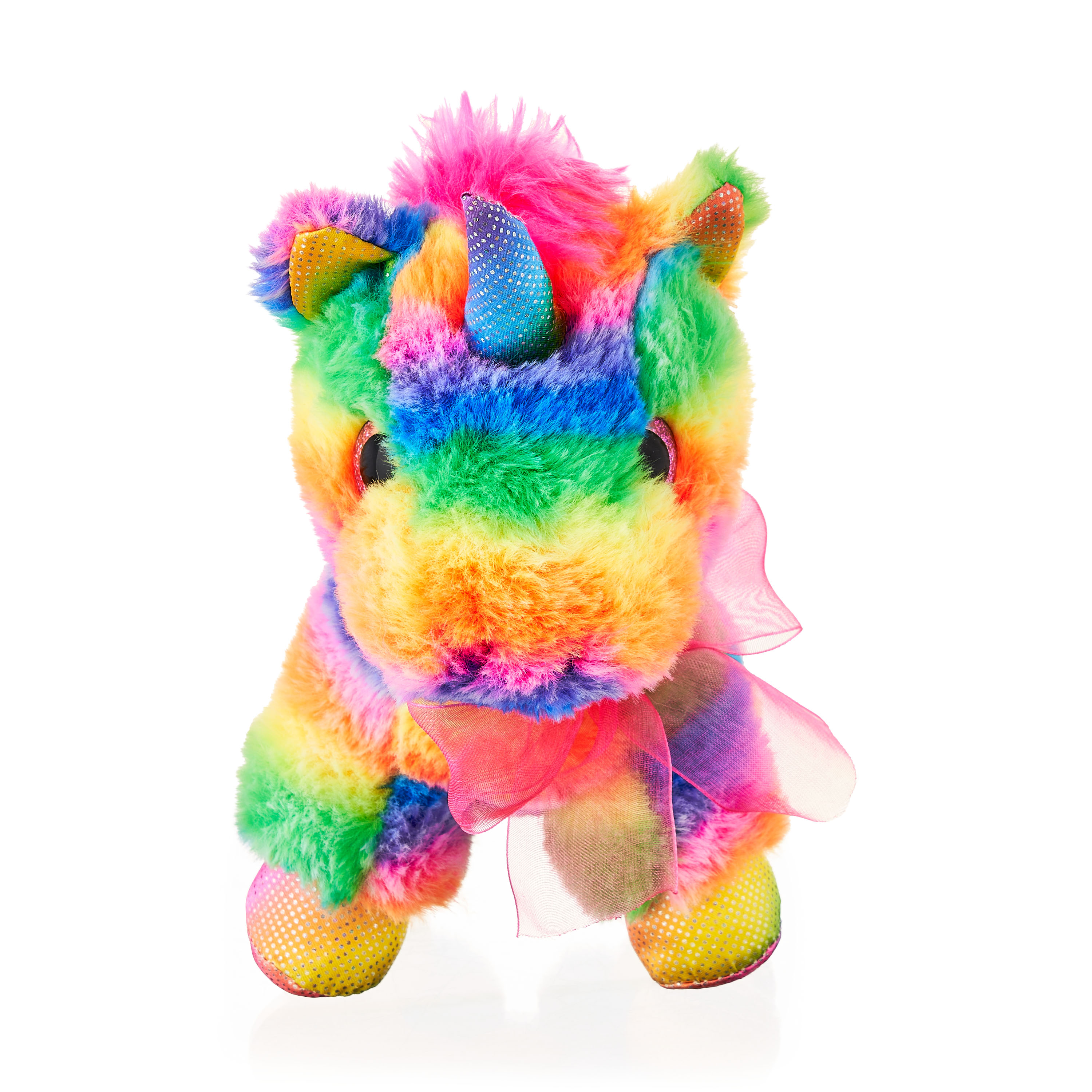 Way to Celebrate! Valentine’s Day 7in Unicorn Plush Toy, Rainbow Striped