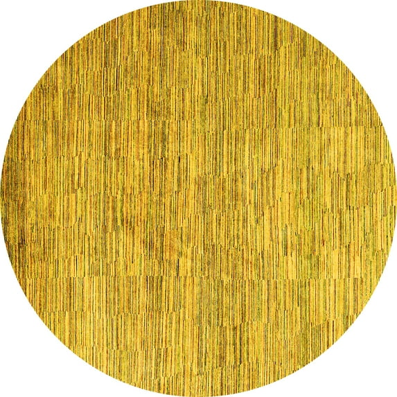 Ahgly Company Indoor Round Oriental Yellow Modern Area Rugs, 5' Round