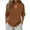 Caramel, variant on Cotton Linen Tops for Women Summer Casual Plus Size S-5XL 3/4 Sleeve Button V-Neck Gauze Shirts Loose Fit Blouses Clothing Lavender S