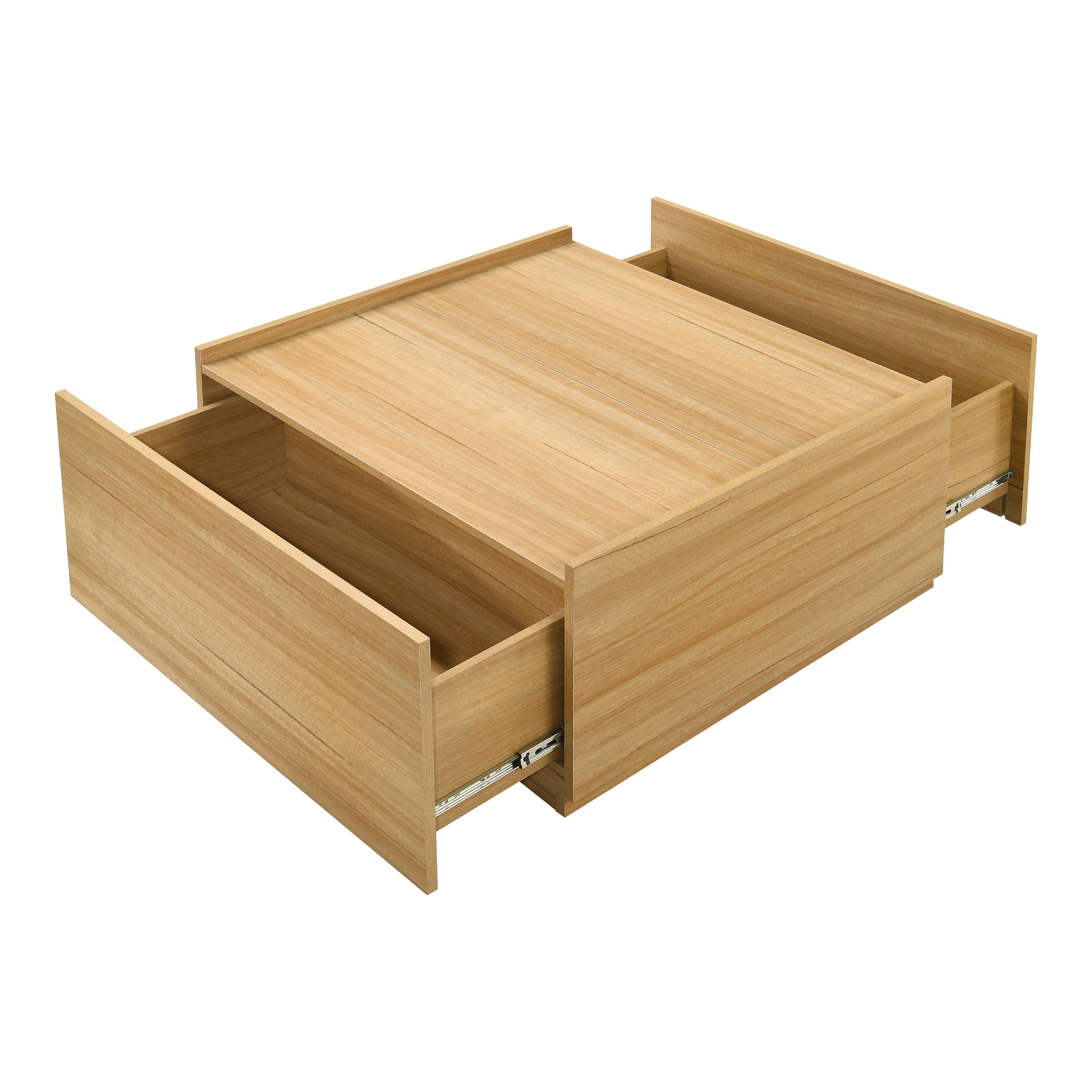 Furniture of America Afra Modern Wood 2-Drawer Square Storage Coffee Table, Natural