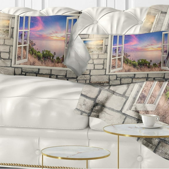 Designart 12" x 20" Multi-color Landscape Polyester Throw Pillow