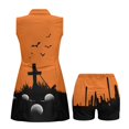 thumbnail image 6 of Yuyamidu Funny Skeleton Womens Tennis Dress with Built in Shorts Orange Halloween 1/4 Zip Collar Short Dress with Pockets Athletic Sleeveless Golf Outfits for Women, 6 of 8