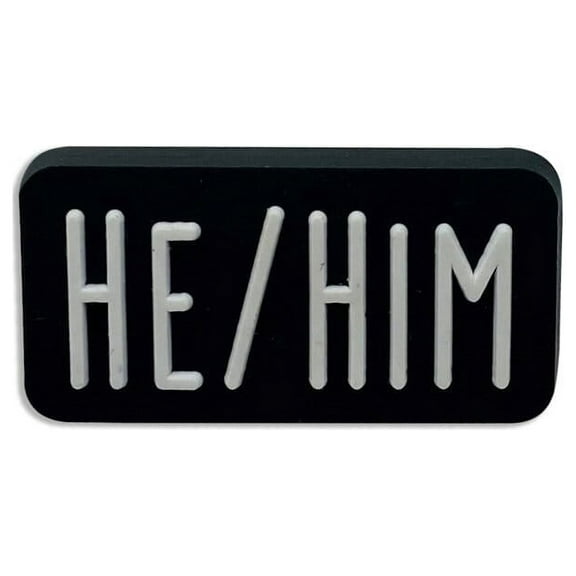 He Him Black Rectangle Pronoun Silicone Pins - 25 Pins