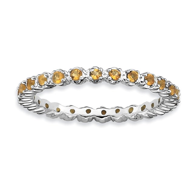 Bague en Argent Sterling Stackable Expressions Citrine Taille 10