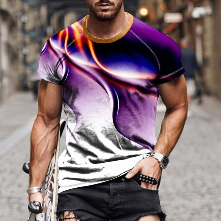 VSSSJ Men's Casual Tshirts Big and Tall Fashion 3D Digital