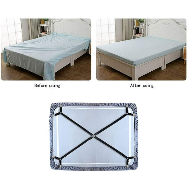Adjustable Bed Sheet Straps - Crisscross Elastic Fitted Sheet