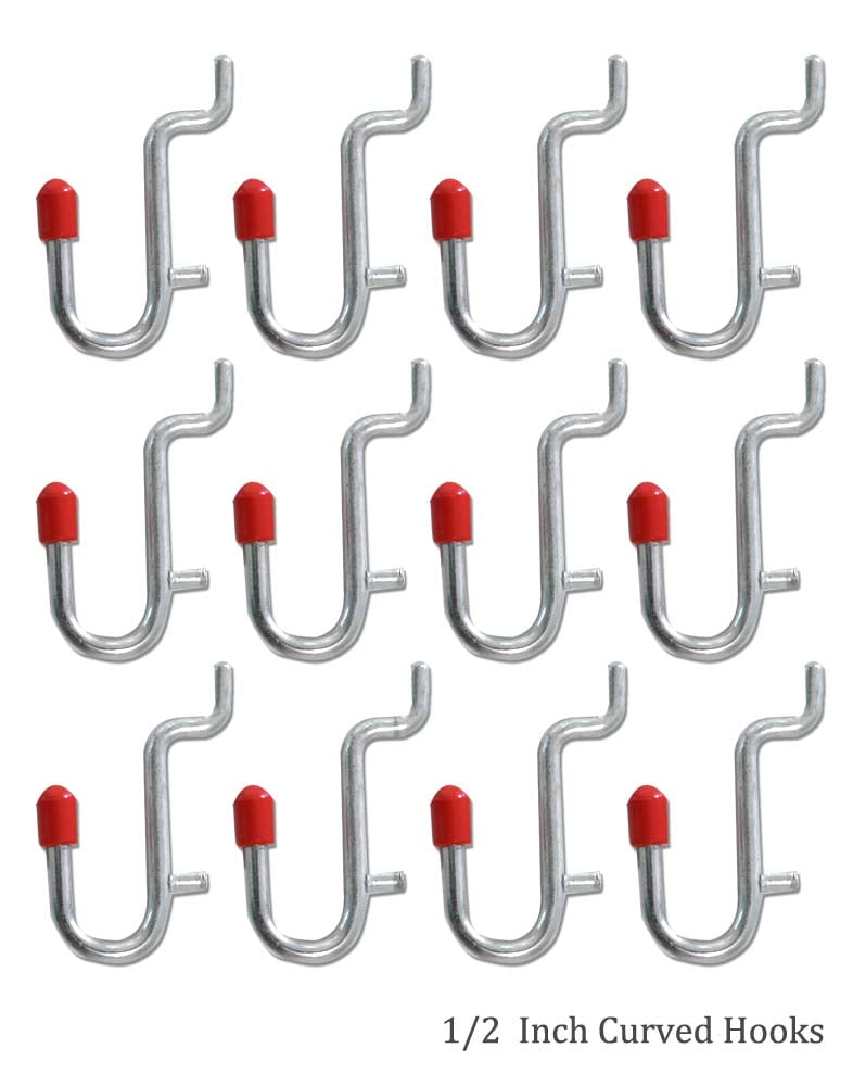 12 Piece 1 Inch Curved Pegboard Hooks : ( Pack of 2 Sets ) (ToolUSA: HW-30012-Z02)