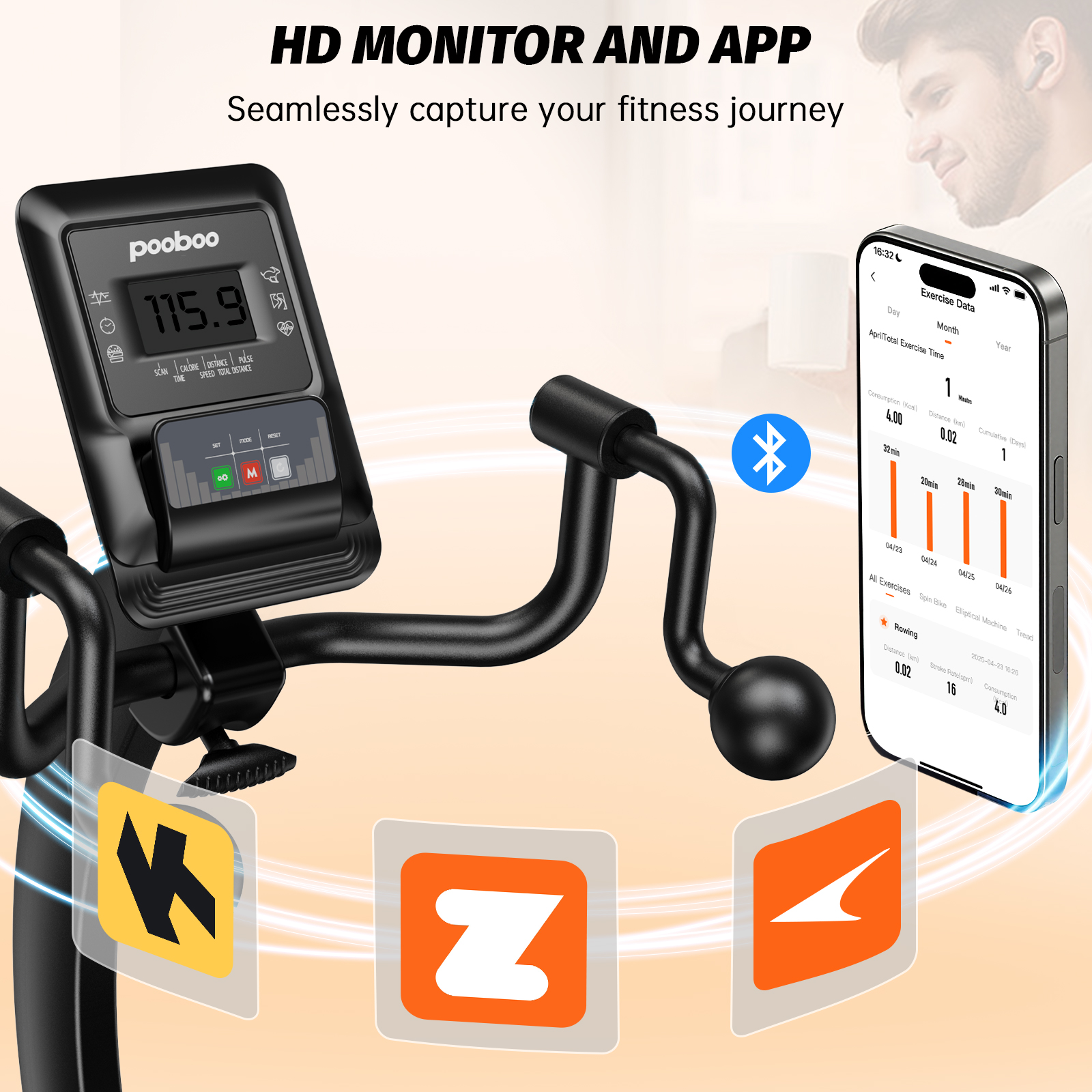 LNOW Magnetic Recumbent Exercise Bike with Bluetooth photo 2