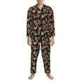 thumbnail image 3 of Picia Rose Flowers Pattern Men’s Long-Sleeve Sleepwear Set - Soft 2-Piece Loungewear with Pockets, Comfy PJs for Relaxing Nights-XX-Large, 3 of 7