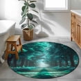 thumbnail image 3 of Round Rugs 4Ft, Aque Trees Round Area Rug Washable Indoor Throw Carpet, Forest Art Decor Spring Summer Nature Leaf Soft Non Slip Circle Rug for Kitchen Nursery Room Home Decor Aesthetic, 3 of 8