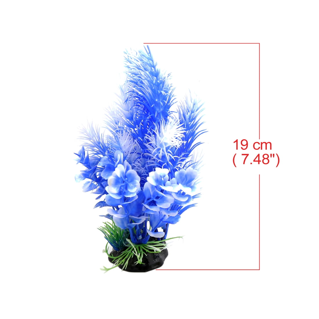 Unique Bargains White Blue Plastic Plant Ornament for Reptiles and Amphibians