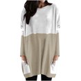 thumbnail image 1 of Diufon Fall Tunics for Women Trendy Color Block Blouses Round Neck Long Sleeve Tops with Pockets, 1 of 4