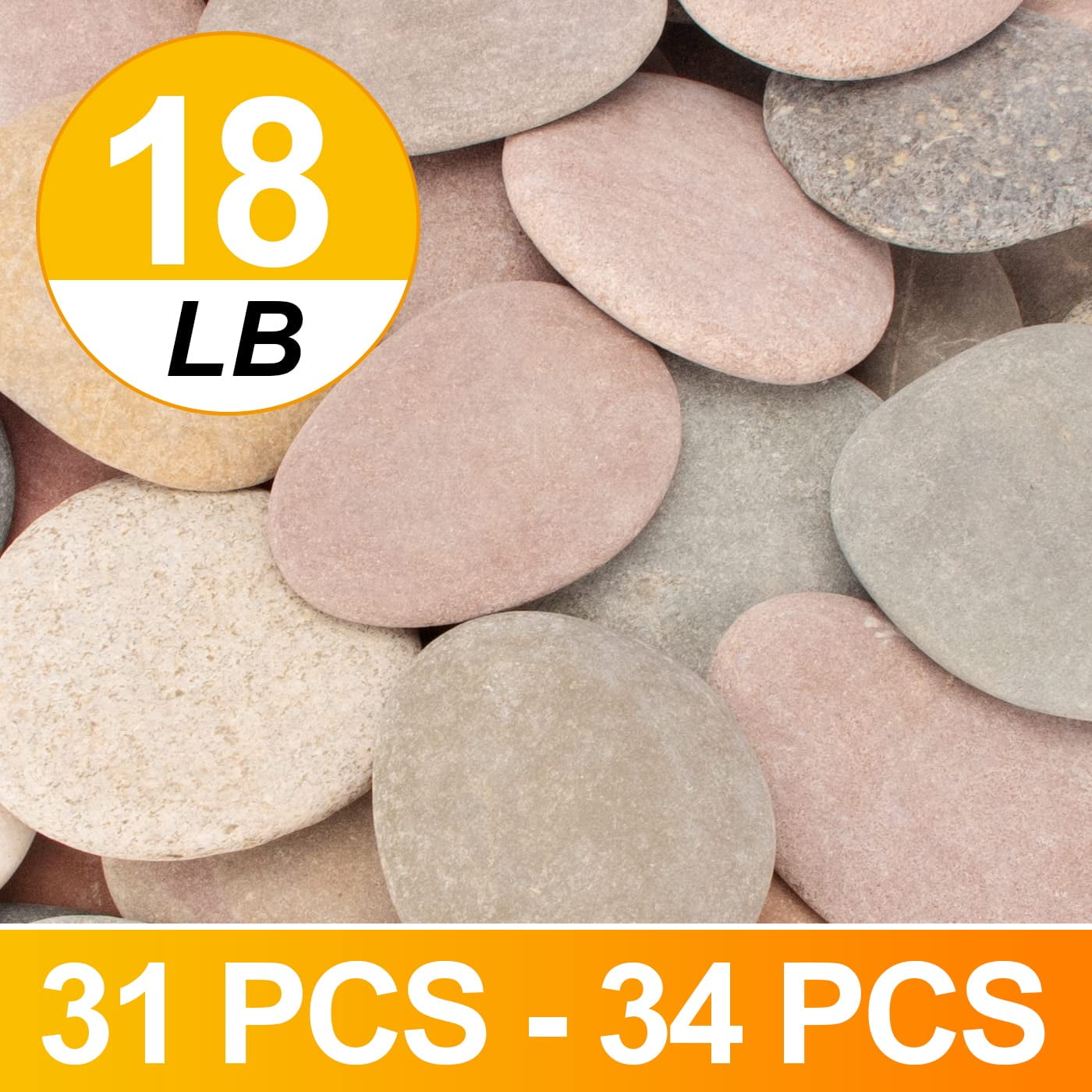 18 lb Bag of Assorted Painting Rocks and River Stones for Crafts, 3"-4.8" Size