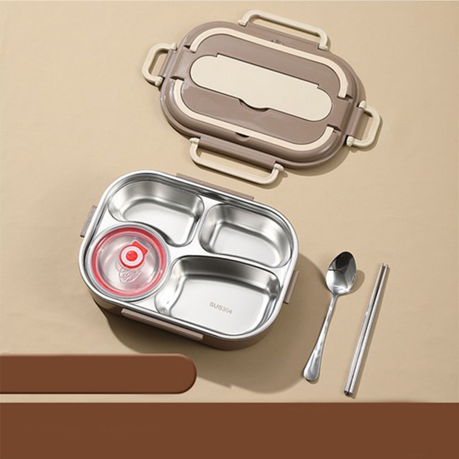 B Stainless Steel Thermal Lunch Box With Compartments, Insulated Design And Microwave Safe For Students, Office Workers And Outdoor Activities, 11.02 X 7.87 X 2.95In