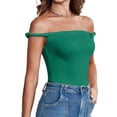 thumbnail image 4 of Womens Off The Shoulder Top Sleeveless Slim Fit Stretchy Tank Top Y2k Casual T Shirts, 4 of 6