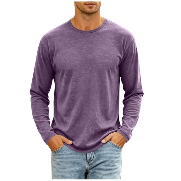 cfhntfmh Men's Oversized T-Shirts Vintage Washed Casual Pocket Tee Long Sleeve Crewneck Spring Tops Big and Tall