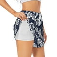 thumbnail image 2 of Bixox Women's White Leaves pattern 2 in 1 Running Shorts - Lightweight Athletic Workout Gym Yoga Shorts Liner with Pockets - Medium, 2 of 7