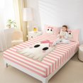 thumbnail image 4 of Manfei Kawaii Bowknot Ghost Twin Sheet Sets for Teen, Pink Stripes Geometric Twin Fitted Sheet, Sugar Halloween Flat Sheet, Ultra Soft Home Decor, 3 Pieces, 4 of 7