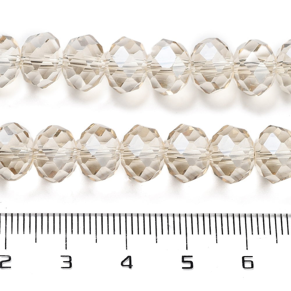 10 Strand Handmade Glass Beads Faceted Rondelle Beige 10x7mm Hole: 1mm 70~72pcs/strand