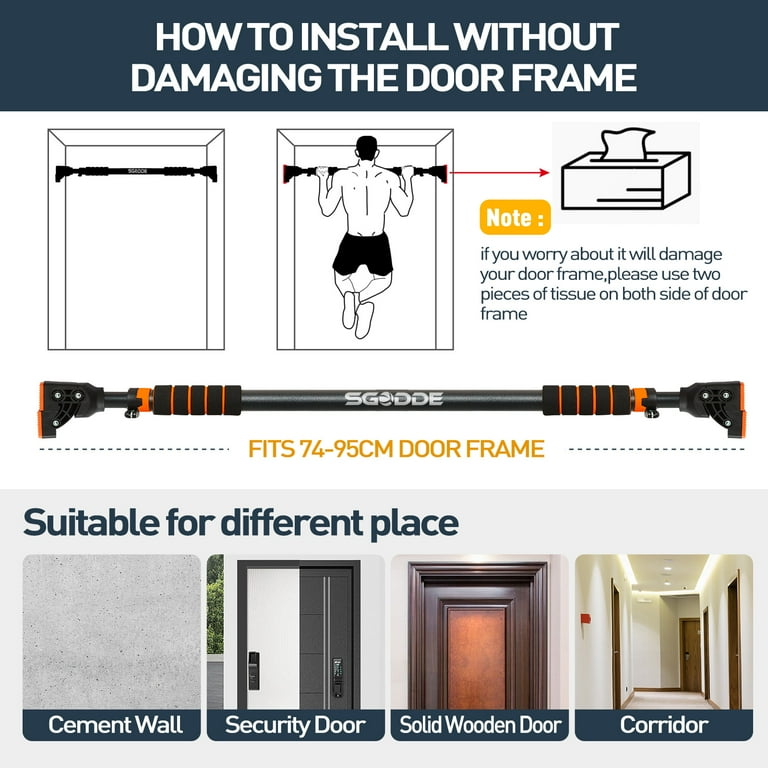 Pull Up Bar Pull Up Bar for Doorway Door Pull Up Bar with No Screws Adjustable Width 71 110cm Load 440lb Durable Anti Slip Door Pull Up Bar for