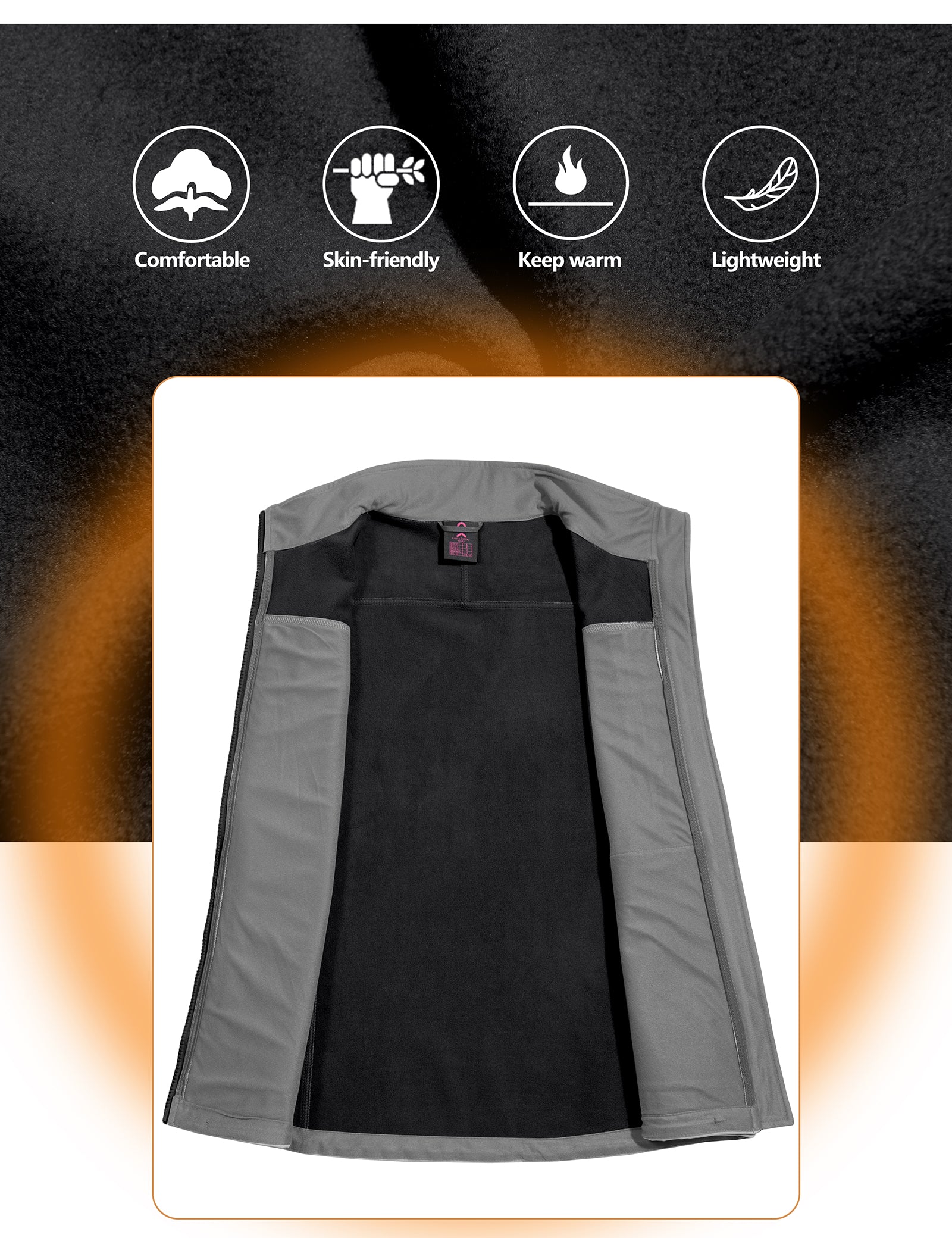 Little Donkey Andy Lightweight Softshell Vest for Women Fleece Lined Outerwear Zip Up Sleeveless Casual Windbreaker Jacket for Golf Hiking Running Jogging Outdoor Travel, Black Large