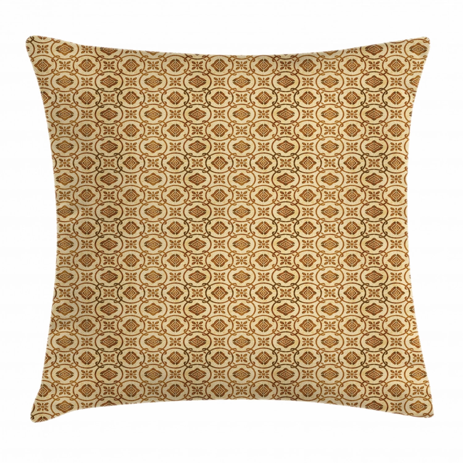 Earth Tones Throw Pillow Cushion Cover, Ethnic Traditional Culture Folk