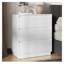 Wide Nightstand with 3 Drawers, White Nightstand for Bedroom, Large End Table Bedside Table for Home and Office