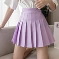 thumbnail image 3 of Clearance Girls Women High Waisted Pleated Skirt Plain Plaid A-line Mini Skirt Skater Tennis School Uniform Skirts Lining Shorts, 3 of 3