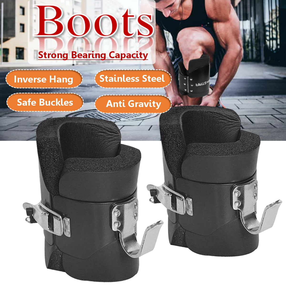 Gravity Boots Inversion Crunch Abdominal Sit Up Hooks Bar Anti Gravity Gym V4H8 