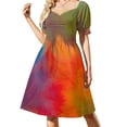 thumbnail image 1 of Vestido de manga corta con trazos de pintura coloridos abstractos vestidos para ocasiones oficiales vestidos vestidos Vestido, 1 of 7