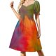 thumbnail image 1 of Vestido de manga corta con trazos de pintura coloridos abstractos vestidos para ocasiones oficiales vestidos vestidos Vestido, 1 of 7